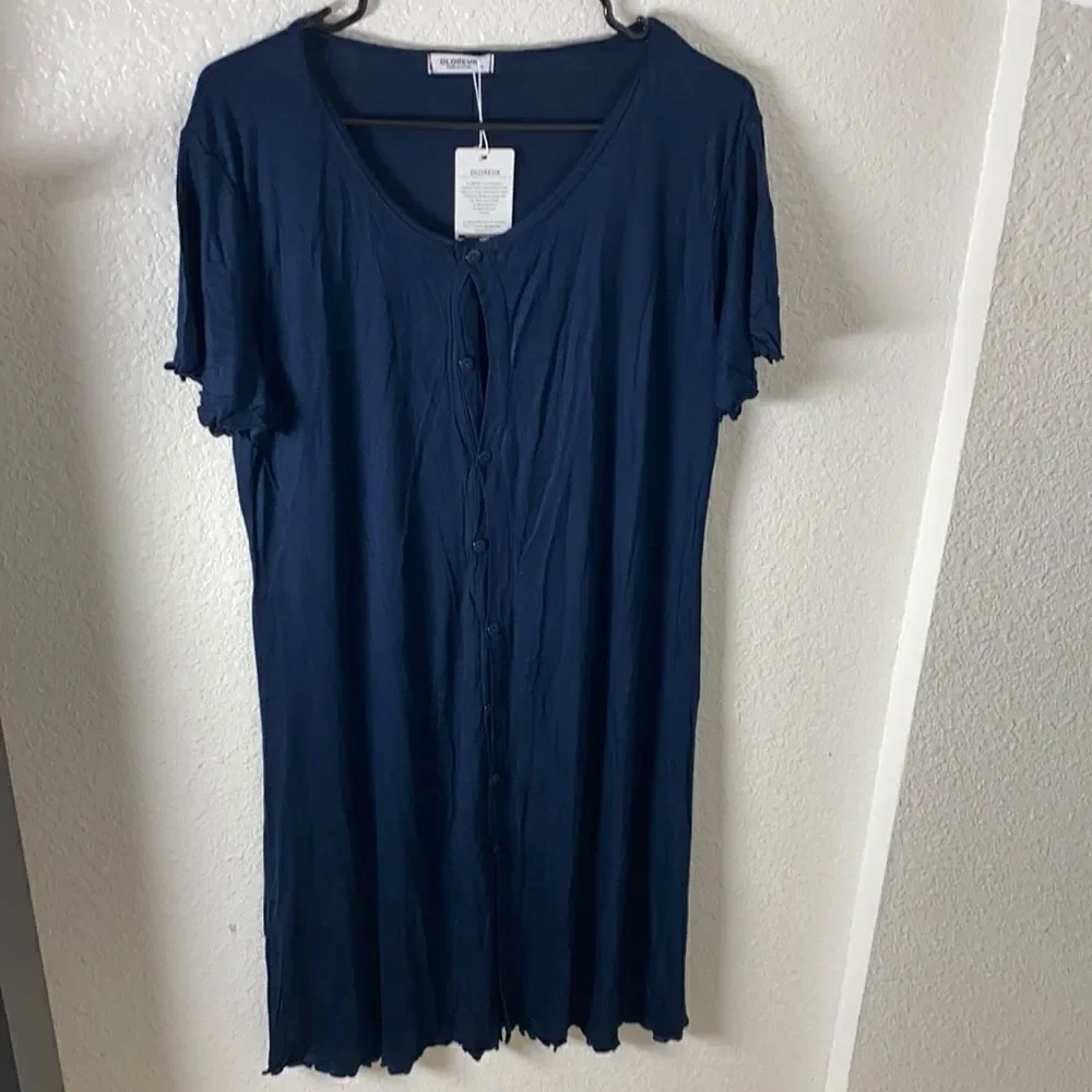 Women’s Soft Sleep Dress Medium Navy Blue